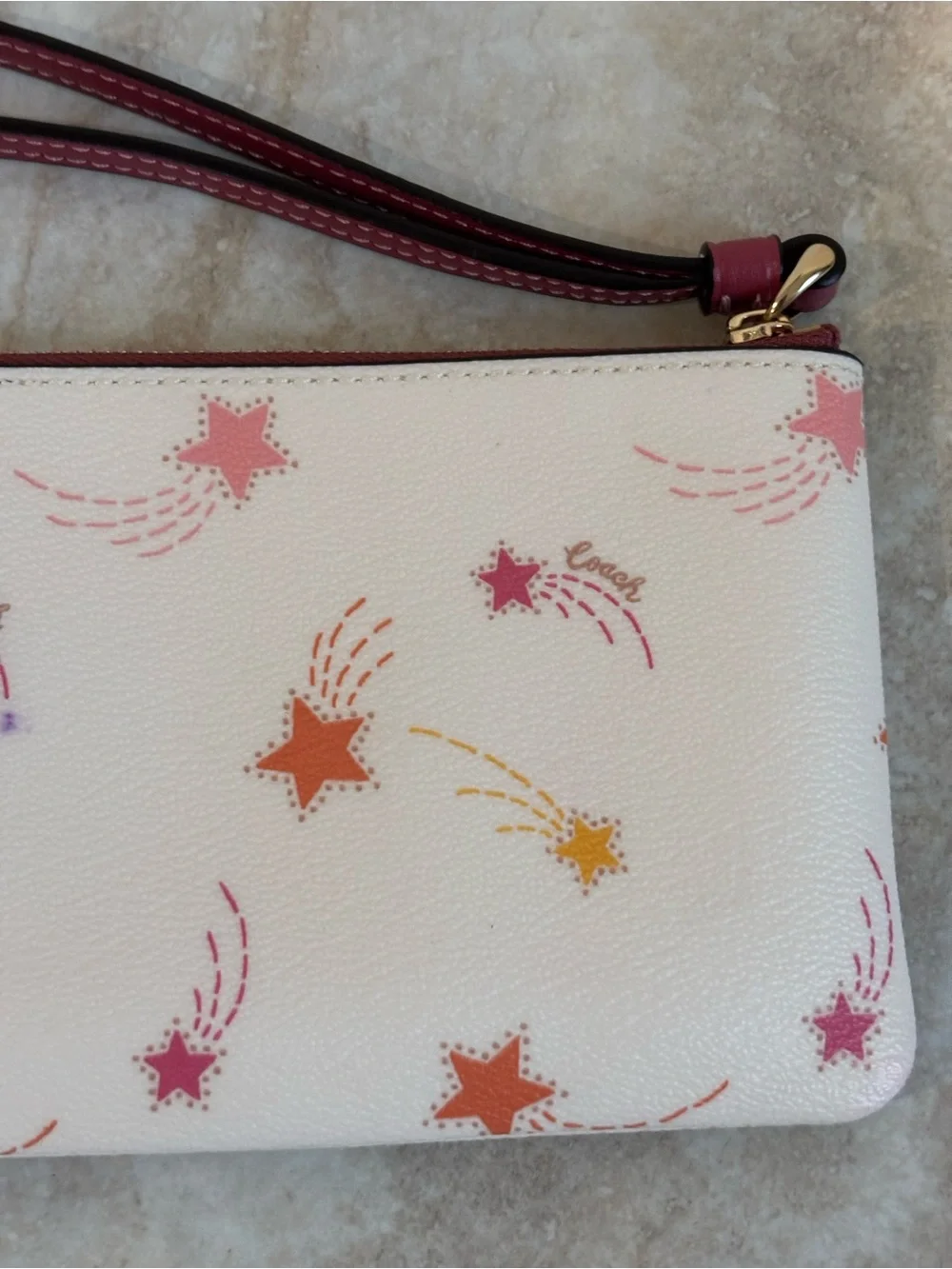 Coach Corner Zip Shooting Star print Wristlet